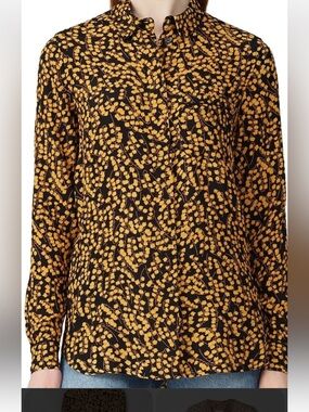 Ganni Black Top with Yellow Floral Printsize medium
